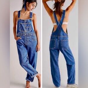 Free People We The Free Ziggy Relaxed Boho Slouchy Denim Overalls Size Medium